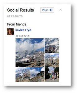 Lightbox de photos d'amis sur Bing
