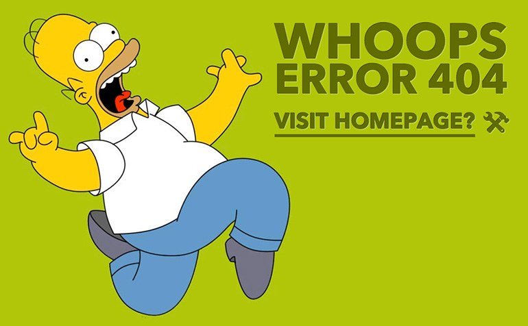 Superbe page 404 avec Homer Simpson