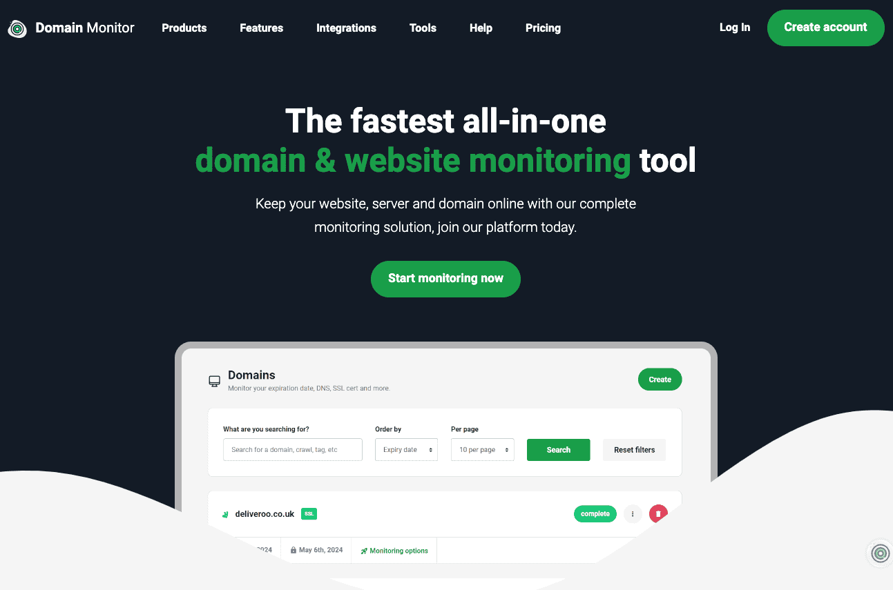 Monitoring site web Domain Monitor