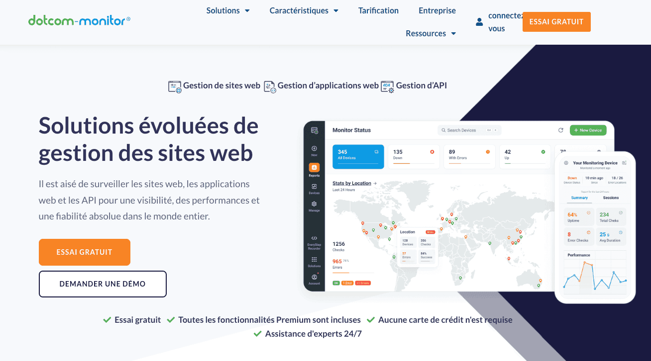 Monitoring site web Dotcom Monitor