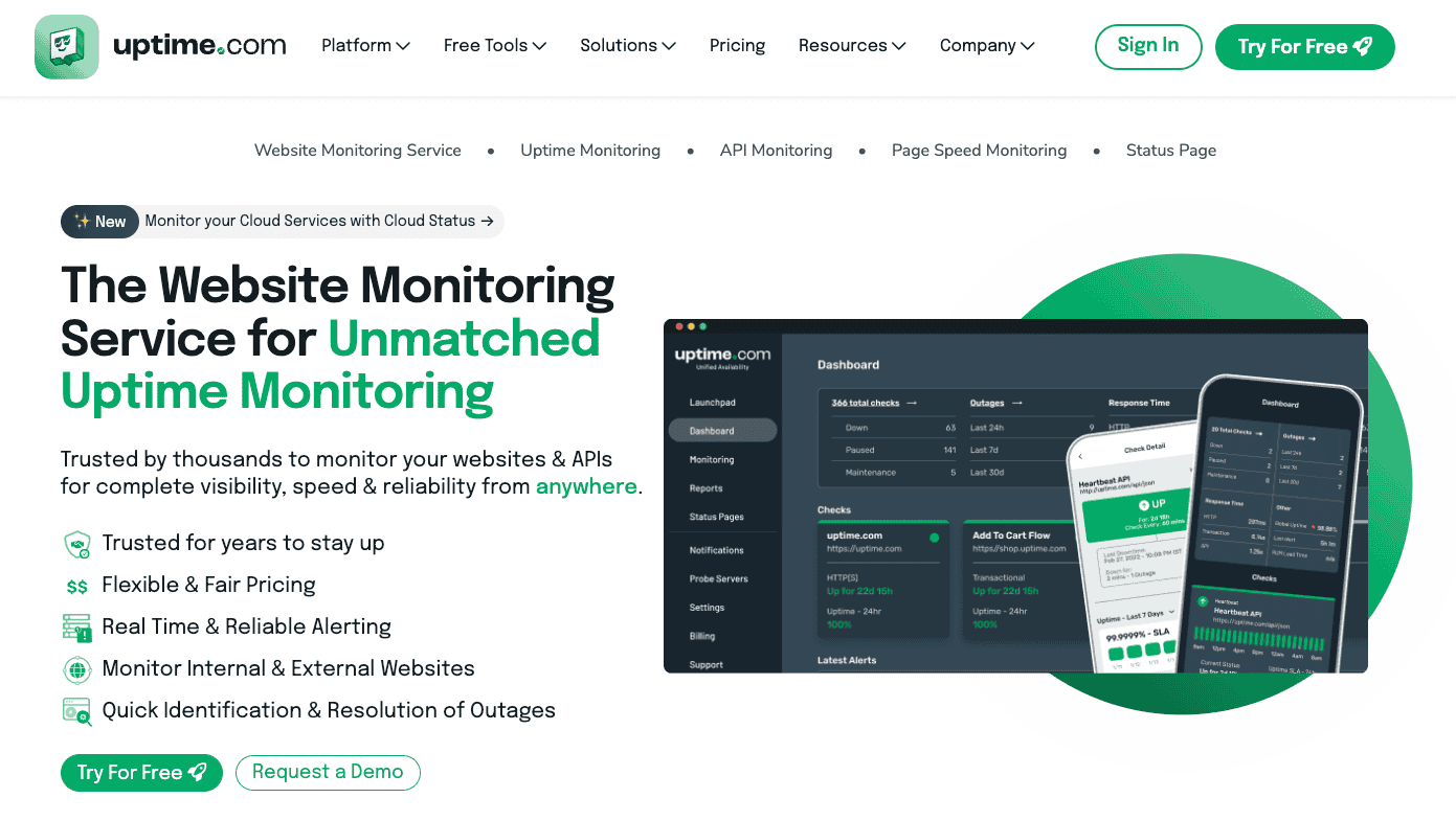 Monitoring site web Uptime.com